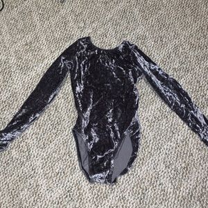 Long sleeve grey gymnastics leotard